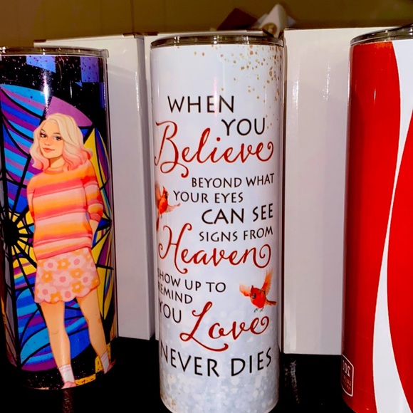 NIB WHEN YOU BELIEVE BEYOND WHAT You’re EYES see memorial tumbler 20 oz … - Picture 1 of 6